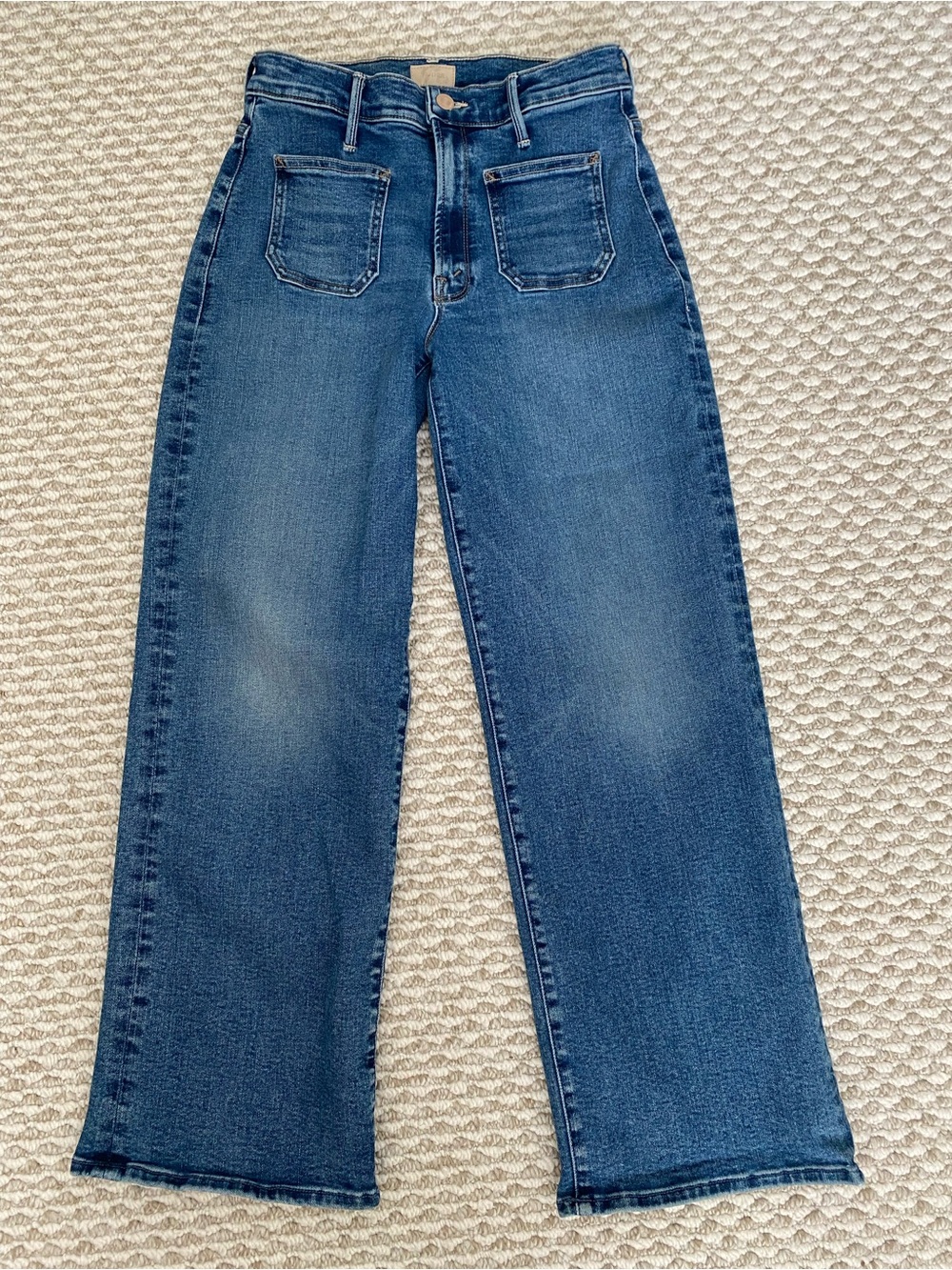 Mother Patch Pocket Mid Rise Maven Ankle Jeans Lets Split